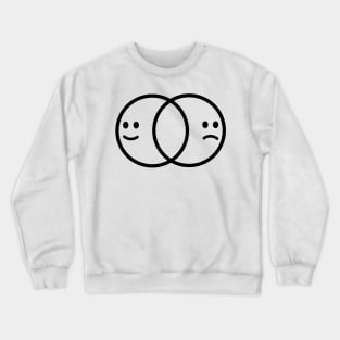 Chest Logo - Dual Happy Sad Face Emoji Crewneck Sweatshirt